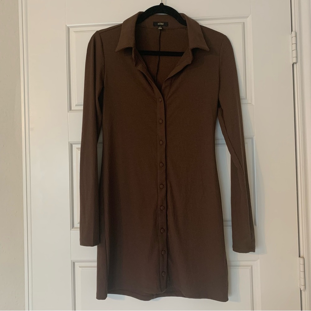 AFRM The Embry rib dress in chocolate brown